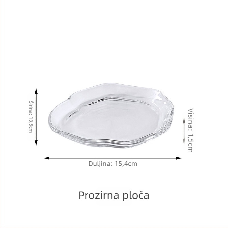 Set zdjela za desert od stakla, nepravilnog oblika, japanski stil, jednobojni dizajn