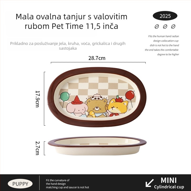 Keramički set zdjela, tanjura i ploča s prugastim uzorkom i nepravilnim oblikom, pogodan za mikrovalnu pećnicu, moguć otisak logotipa