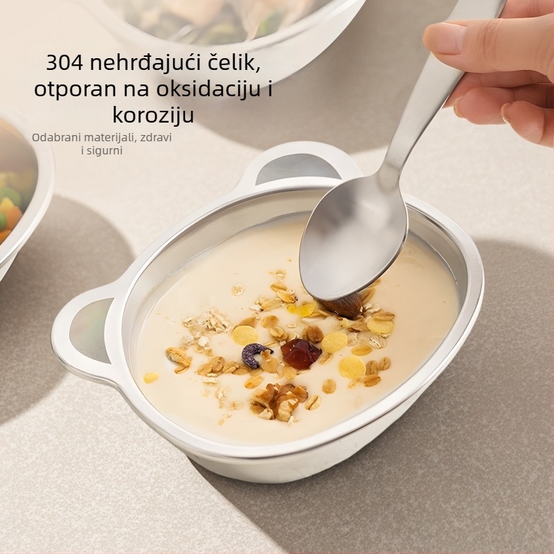 Dječja posuda od nehrđajućeg čelika 304, kvaliteta hrane, nepravilnog oblika, uzorak životinja, elektroplatirani završetak