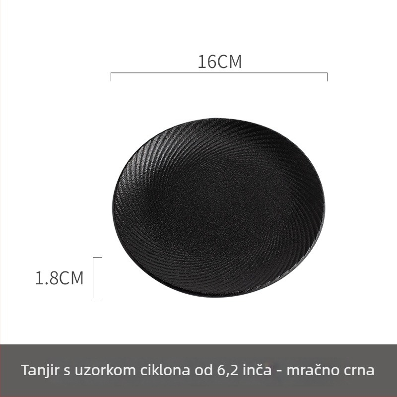 Porculanski tanjur s spiralnim uzorkom, okruglog oblika, mikrovalno siguran, prilagodljiv.