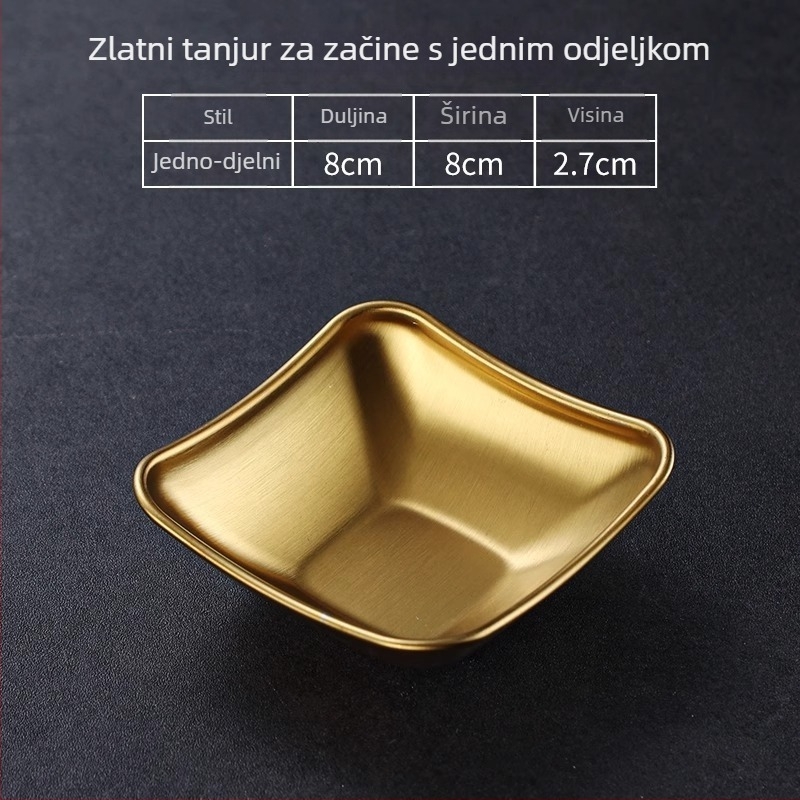 304 nehrđajući čelik, četverokutni tanjur s tri odjeljka, elektroplatirani premaz, moderni minimalistički stil