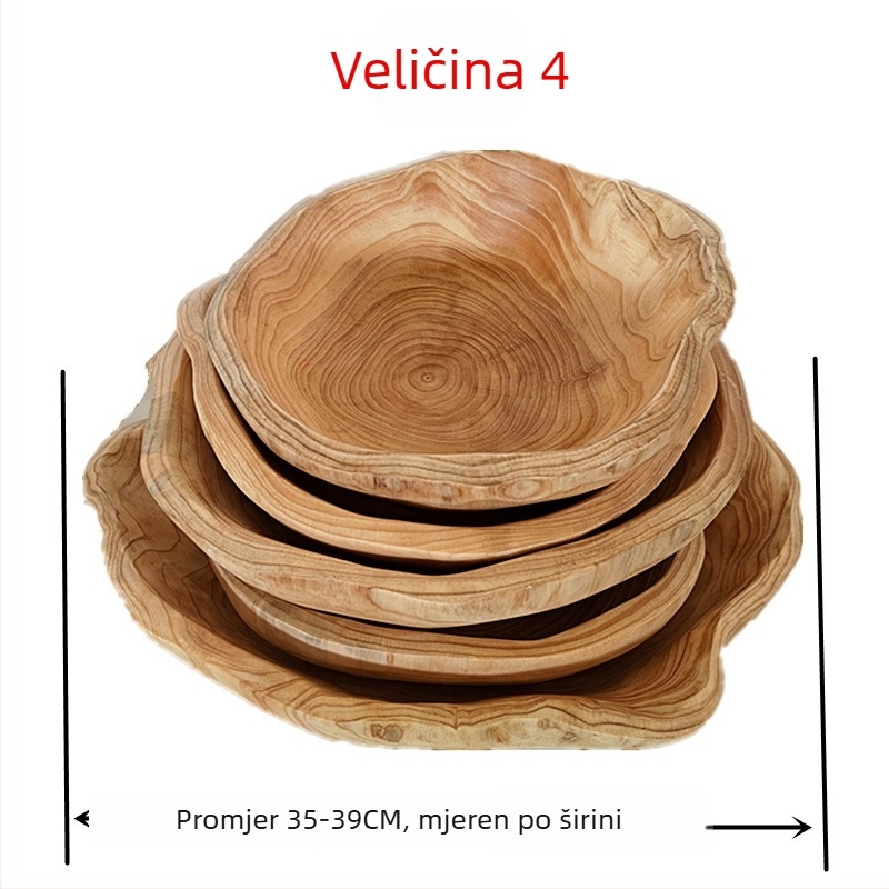 Drvena posuda za voće u Wabi-Sabi stilu s rezbarenjem korijena, retro dizajn • Wood Art Years • premium kvaliteta • proljeće 2025 izdanje