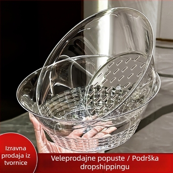 Dvostruki koš za pranje i odvod povrća, plastični, lagani luksuz retro stil, predstavljen 2025.