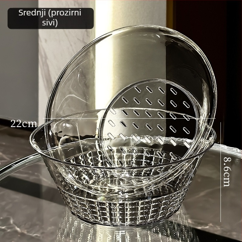 Dvostruki koš za pranje i odvod povrća, plastični, lagani luksuz retro stil, predstavljen 2025.