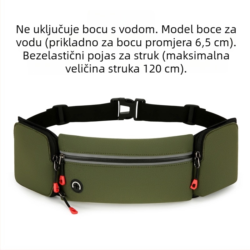 Sportski kaiš za trbuh - ultra lagan, noćno reflektirajući, diving tkanina, unisex, za vanjske sportove