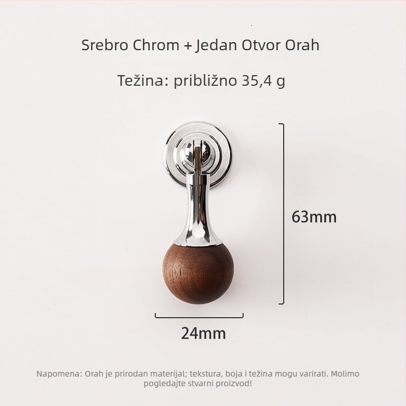 Ručka za vrata ormarića od mesinga i oraščićevog drveta, vintage stil, sferni oblik, CNC obrada, za vrata ormarića, otvorena montaža