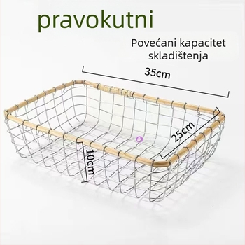 Žičana košara za pohranu – kružna, kvadratna ili pravokutna – za voće, kruh, knjige i ostalo – Skandinavski stil