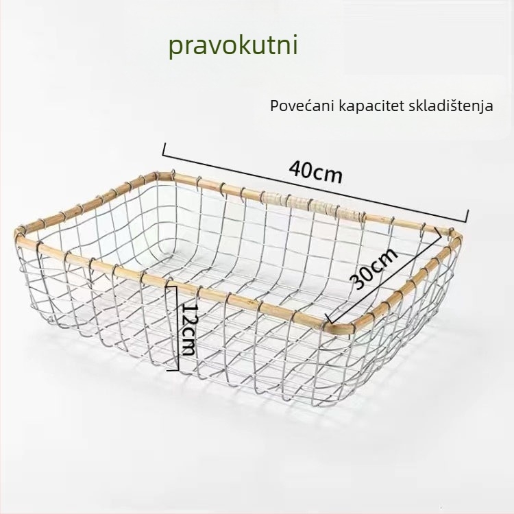 Žičana košara za pohranu – kružna, kvadratna ili pravokutna – za voće, kruh, knjige i ostalo – Skandinavski stil