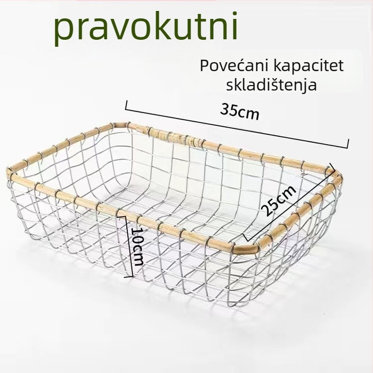 Žičana košara za pohranu – kružna, kvadratna ili pravokutna – za voće, kruh, knjige i ostalo – Skandinavski stil