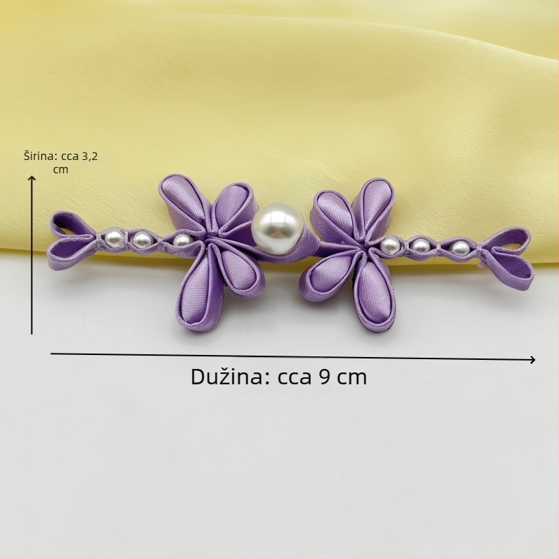 Dekorativna kopča za Hanfu i Cheongsam s motivom vodene vilice i perlama u obliku cvijeta (satenska tkanina; visokokvalitetna konstrukcija; primjena: Tang odijelo, Hanfu, Cheongsam)
