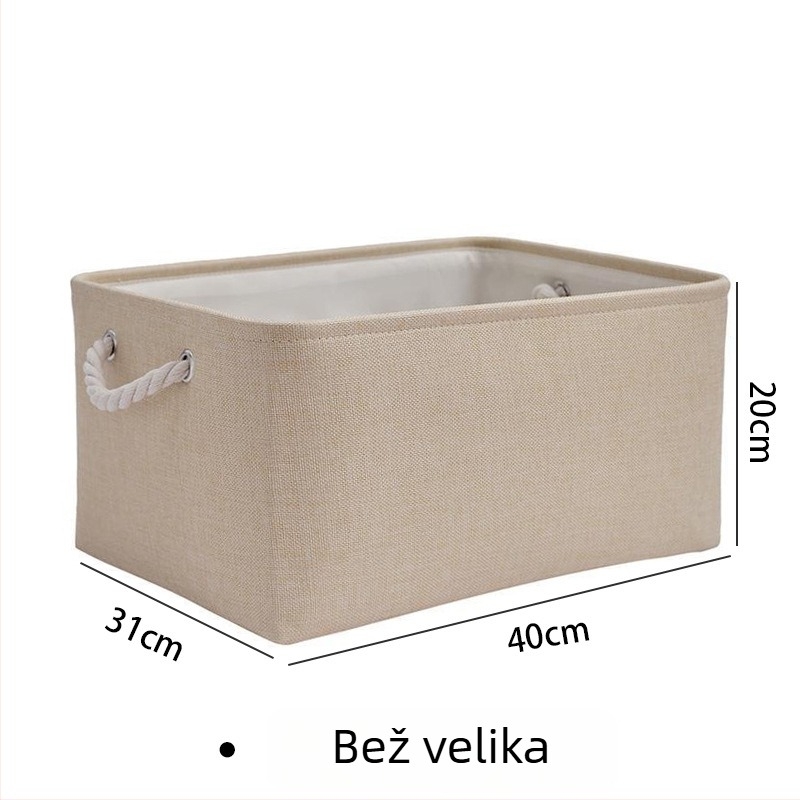 Stolna košara za skladištenje od lana, sklopiva organizator za kozmetiku i sitnice, moderni minimalistički dizajn, pogodna za kozmetiku, papirnicu, voće, povrće i knjige