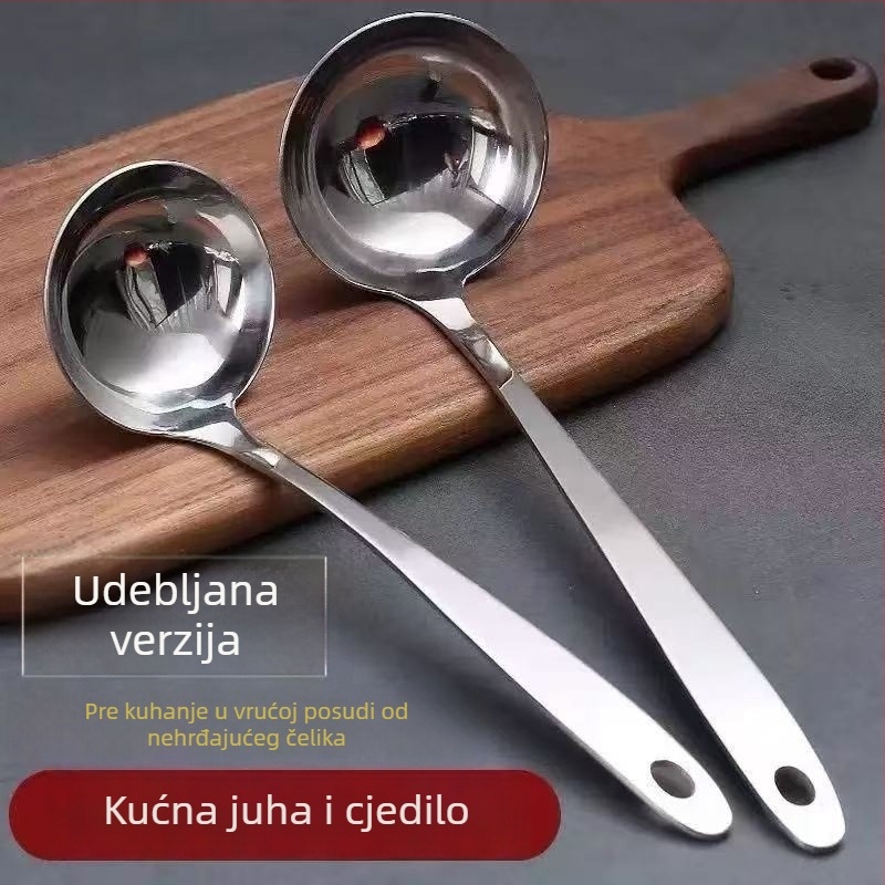 Kuhača s cedilom od nehrđajućeg čelika, kuhinjski pribor; Materijal: nehrđajući čelik; Drška: 201 nehrđajući čelik