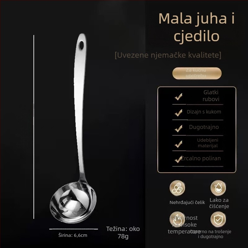 Kuhača s cedilom od nehrđajućeg čelika, kuhinjski pribor; Materijal: nehrđajući čelik; Drška: 201 nehrđajući čelik