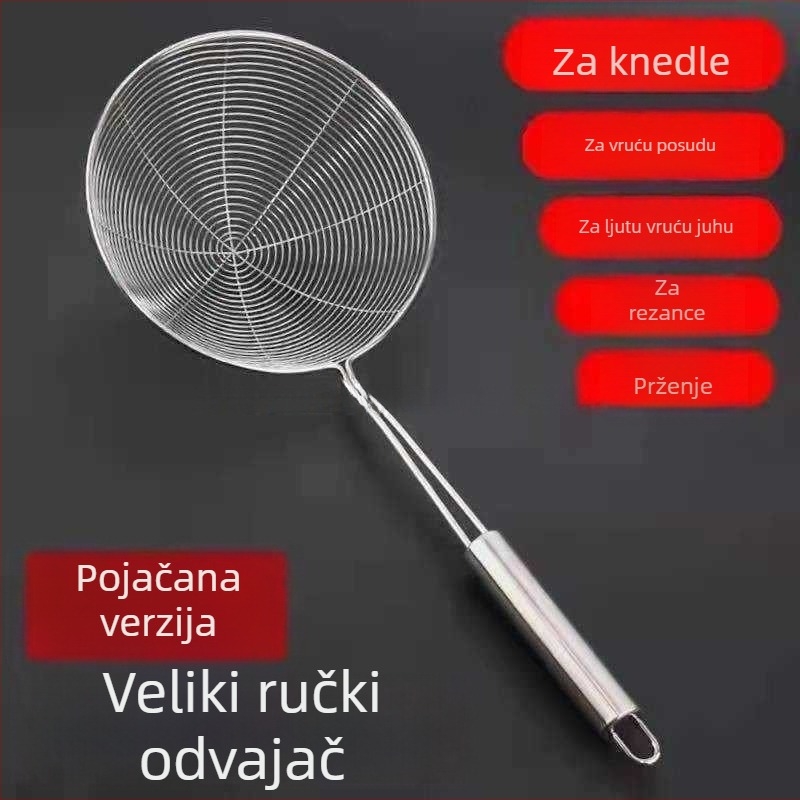 Nerđajuća čelična mrežasta kuhača za kućnu pripremu — otporna na visoke temperature, materijal: 201 nerđajući čelik, držač od nehrđajućeg čelika