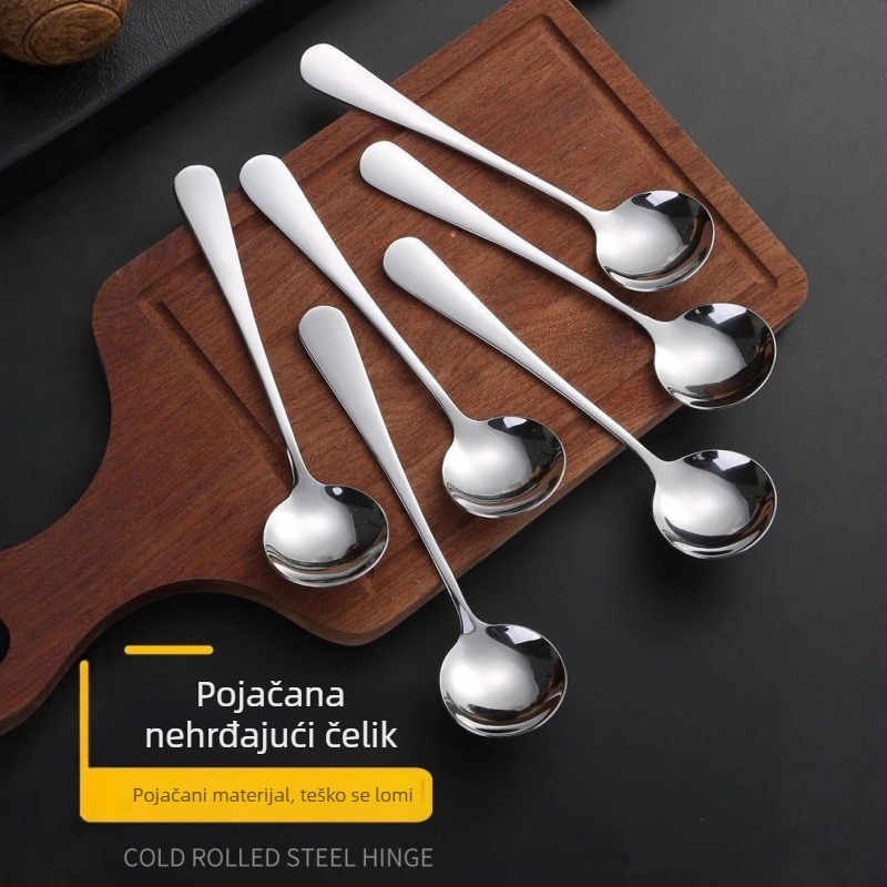 Nerđajući čelična okrugla žlica s laserskim logom – moderni minimalistički dizajn, Guida