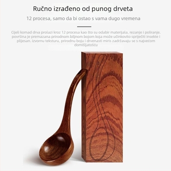 Drvena žlica s dugom držalom i žlica s otvorima, japanskog/korejskog stila, raznih veličina za posluživanje kaše i riže, za kućnu upotrebu