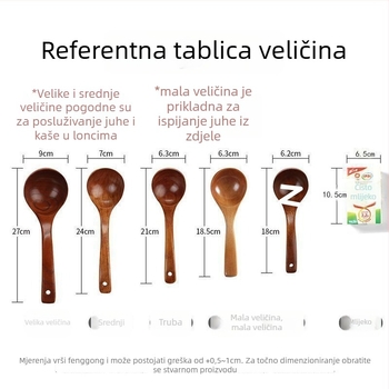 Drvena žlica s dugom držalom i žlica s otvorima, japanskog/korejskog stila, raznih veličina za posluživanje kaše i riže, za kućnu upotrebu