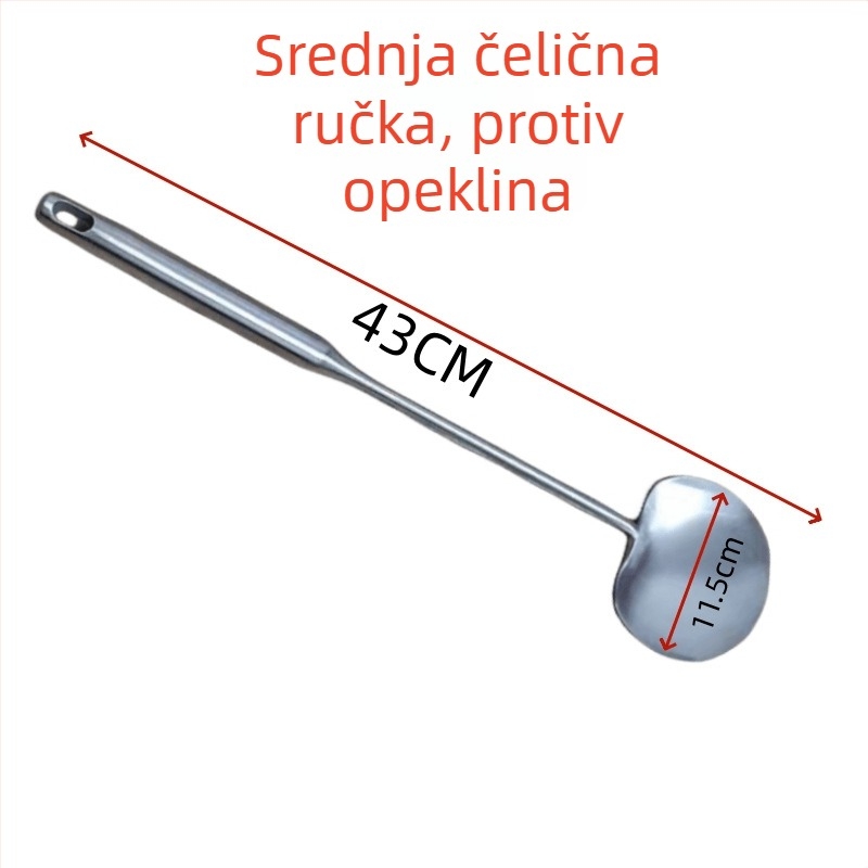 Dulja kuhinjska žlica od nehrđajućeg čelika s dugom drškom od ružičastog drveta