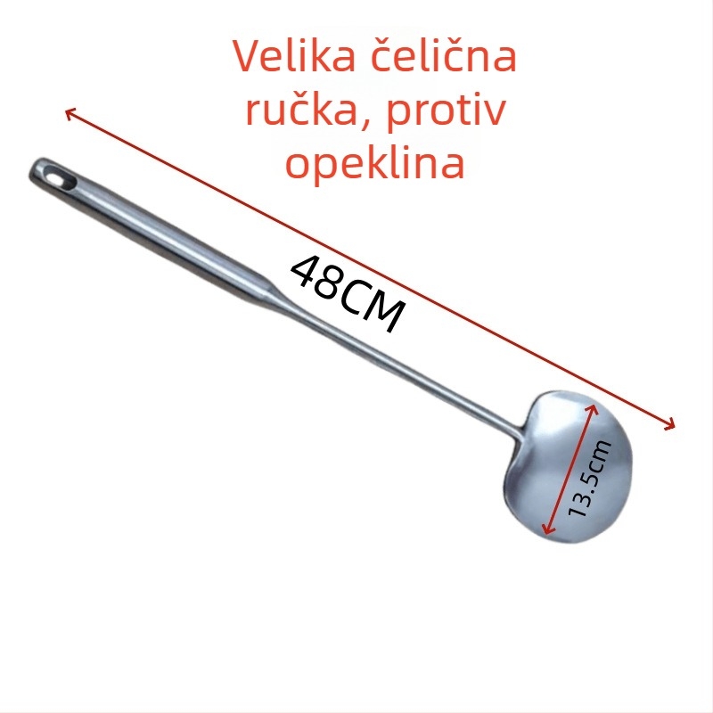 Dulja kuhinjska žlica od nehrđajućeg čelika s dugom drškom od ružičastog drveta