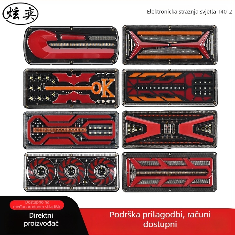 LED stražnje svjetlo za kombije, kamione i prikolice, 24V, aluminijsko kućište od lijevanog aluminija, dio 01