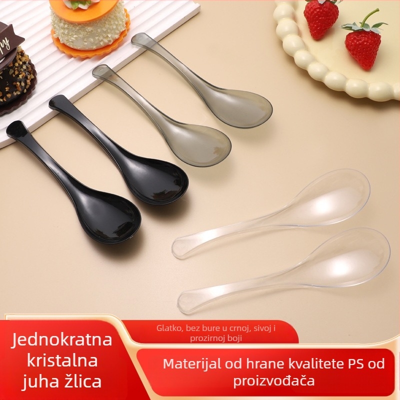 Jednokratna plastična žlica, suvremeni minimalistički stil, završna obrada vodnim poliranjem, premium kvaliteta