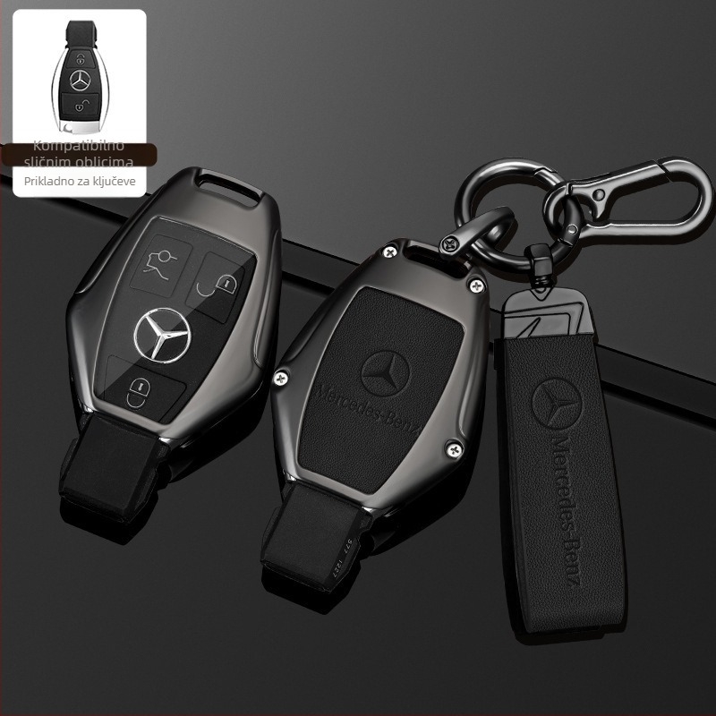 Kućište ključa Mercedes-Benz za E-klasu E300L, C-klasu C260L/C200L, A200L, GLC300/GLA200 - cinkova legura, poslovni stil, mogućnost prilagodbe