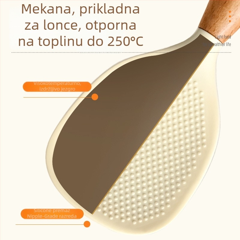 Drvena žlica za rižu, moderan jednostavan stil, ogledni završni premaz, brend Bormans, lansirana 2024.