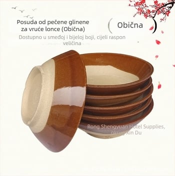 Keramička zdjela, okrugli oblik, retro stil, glazirana površina, pogodna za mikrovalnu pećnicu