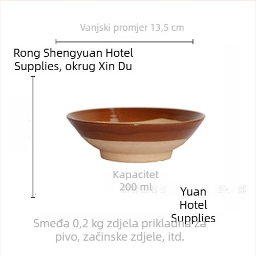 Keramička zdjela, okrugli oblik, retro stil, glazirana površina, pogodna za mikrovalnu pećnicu