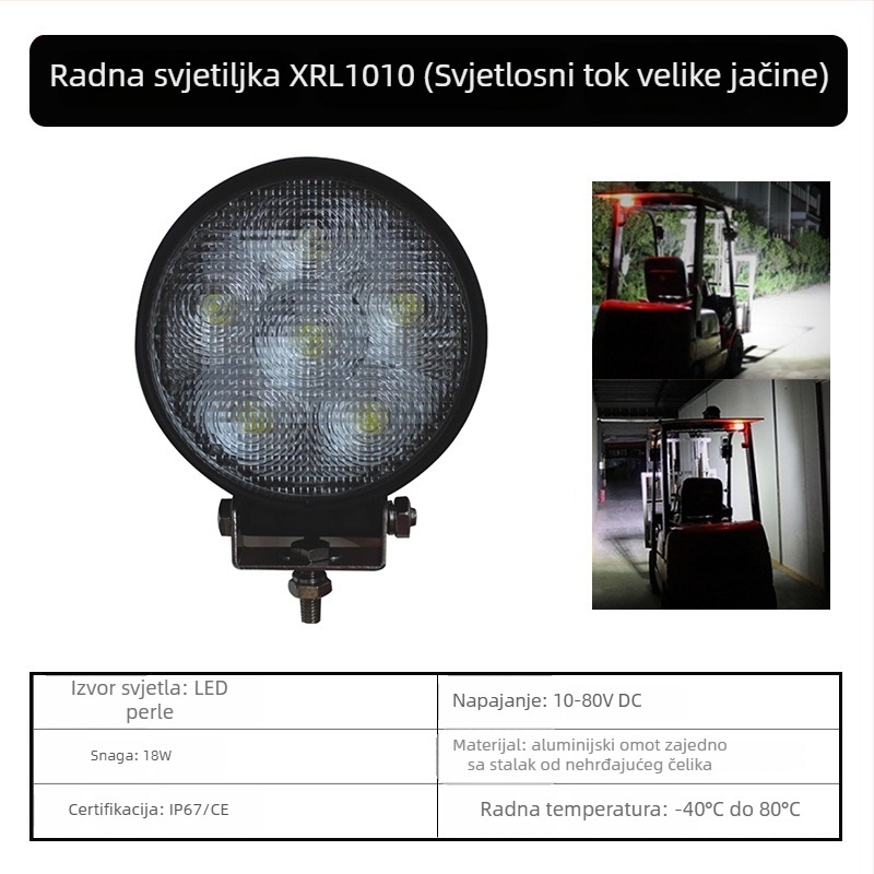 XRLL LED Radna svjetiljka 60W za viljuškare, terenska vozila i bagere (DC 10-80V, -40°C do 80°C, 50 000 sati)