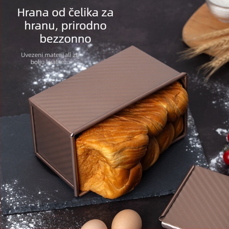 Pravokutni kalup za kruh od karbonskog čelika, s vijugavim uzorkom, neprijanjajućim premazom i poklopcem