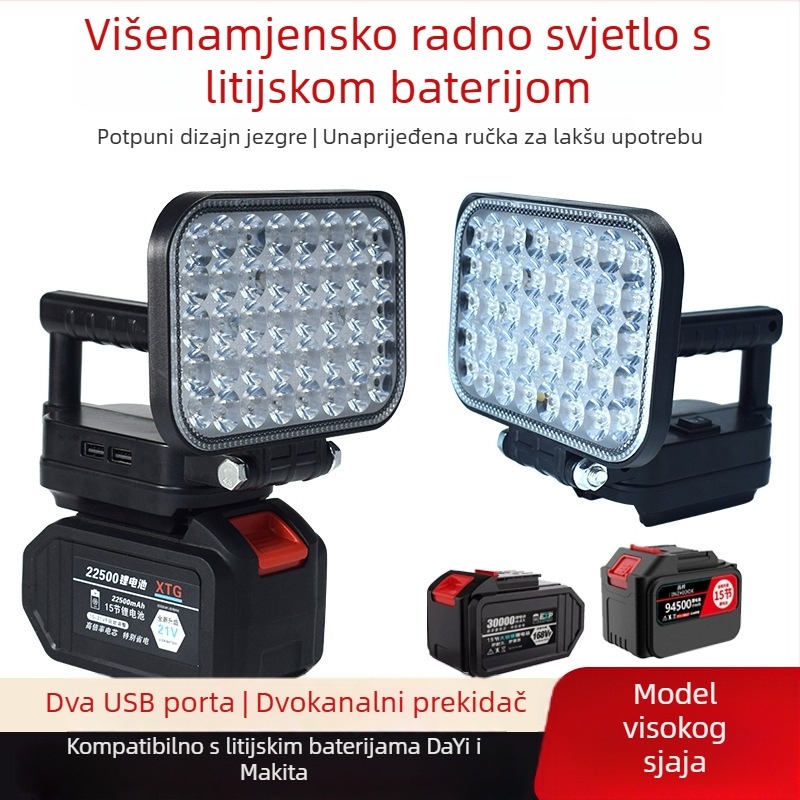 LED radna svjetiljka na baterije, ABS kućište, 55 W, domet do 500 m