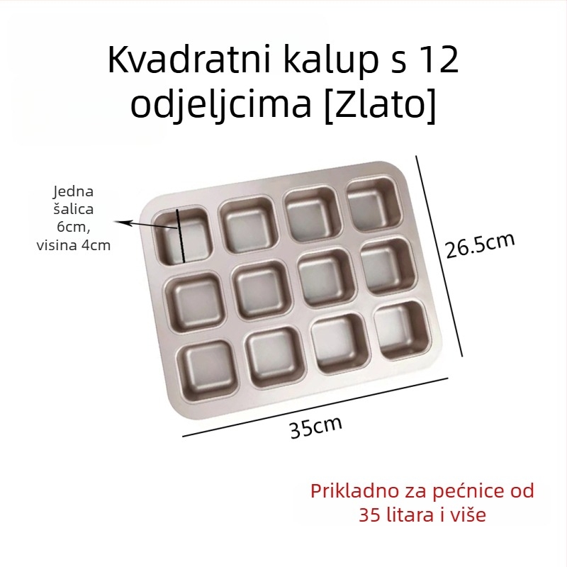 Kvadratna nelepljiva posuda za pečenje – za kruh, pound cake, burger žemlje i brownies