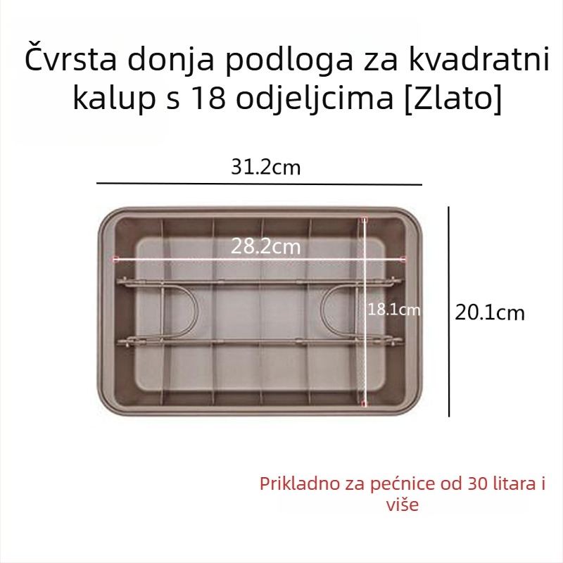 Kvadratna nelepljiva posuda za pečenje – za kruh, pound cake, burger žemlje i brownies