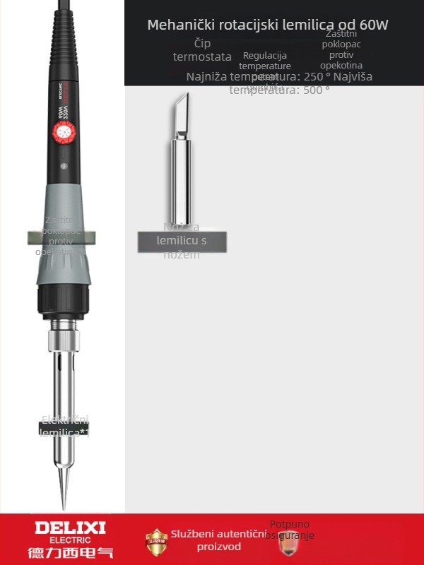 Delixi 220V prijenosni lemni pištolj s nožastim vrhom – za lemljenje, desoldering i pirografiju