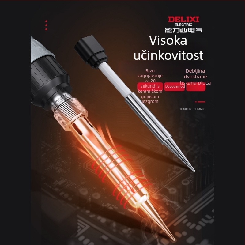 Delixi 220V prijenosni lemni pištolj s nožastim vrhom – za lemljenje, desoldering i pirografiju