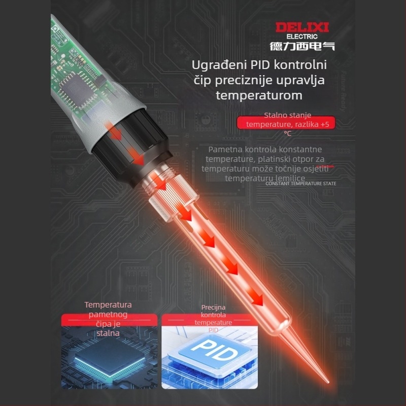 Delixi 220V prijenosni lemni pištolj s nožastim vrhom – za lemljenje, desoldering i pirografiju