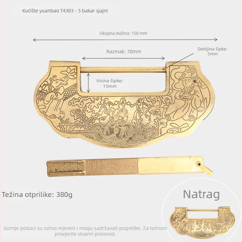 Kućni lakat od bakra, model 4303, retro antik stil, za drvena vrata i kutije