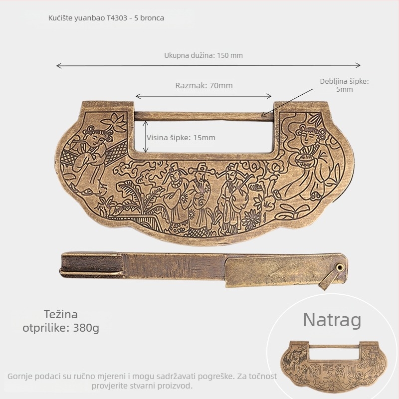 Kućni lakat od bakra, model 4303, retro antik stil, za drvena vrata i kutije