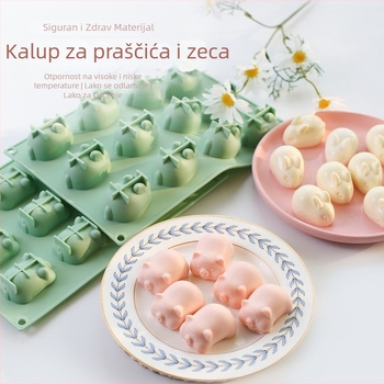 Silicijska forma za mliječno žele – pravokutni oblik, crtani motiv životinja, za kremu i puding
