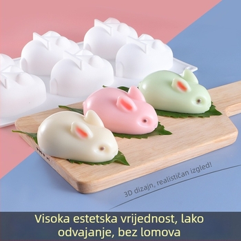 Silicijska forma za mliječno žele – pravokutni oblik, crtani motiv životinja, za kremu i puding
