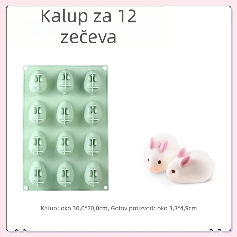 Silicijska forma za mliječno žele – pravokutni oblik, crtani motiv životinja, za kremu i puding