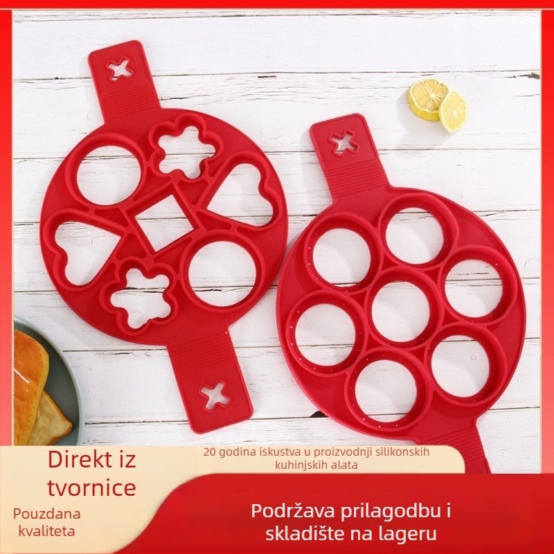 Silikonski kalup s 7 rupa za omletu i palačinke – višenamjenski kuhinjski alat za kuhanje kod kuće, DIY pečenje