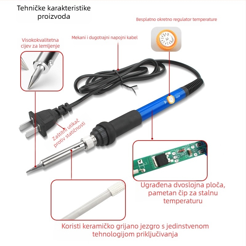 Pistol za zavarivanje i pyrograviranje s gumom na dršci — 220V, ručno upravljanje, kompaktni alat za zavarivanje, graviranje i toplinsko otiskivanje