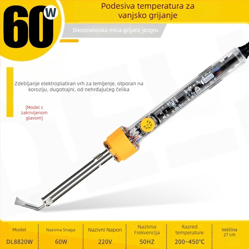 Spajalica s vanjskim zakrivljenim vrhom, visoke snage 80/150/200/300W, bakarno-zlata zlitina, 220V, za spajanje, desoldering i pirografija