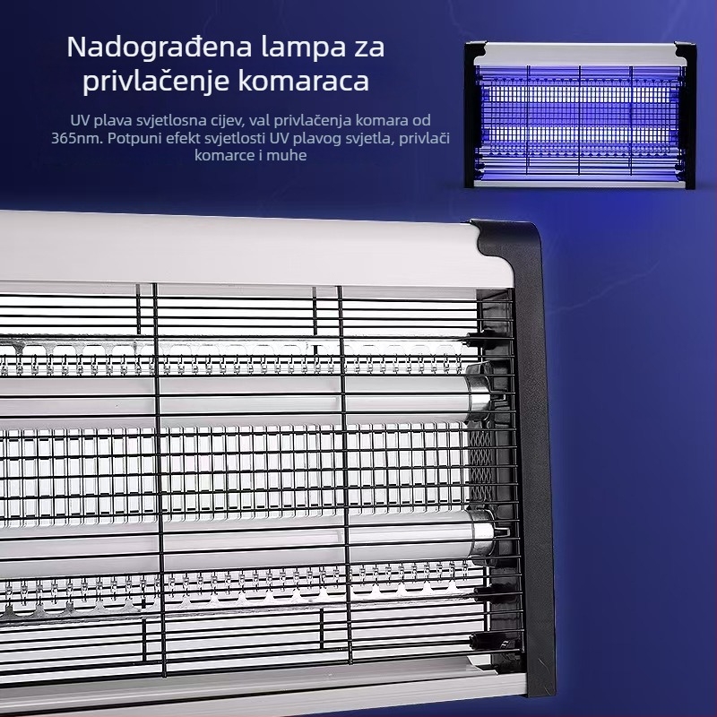 Zidna UV lampa za ubijanje komaraca s električnim šokom, aluminijska mreža, 220V priključak