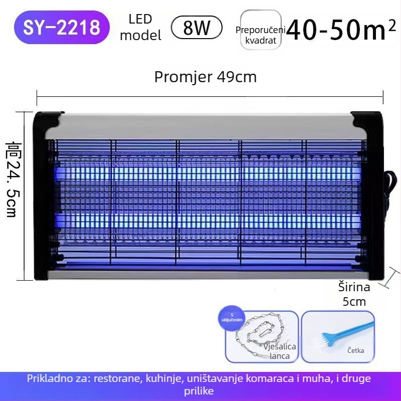Zidna UV lampa za ubijanje komaraca s električnim šokom, aluminijska mreža, 220V priključak