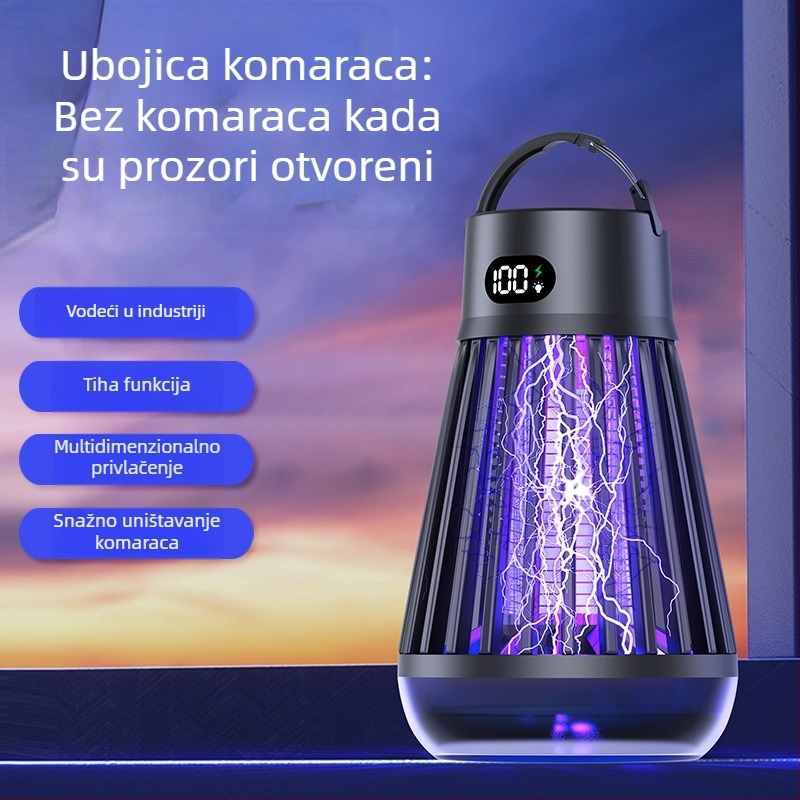 2025 Lampa za ubijanje komaraca za otvoreno - kamp lampica s UV zamkom, ugrađenom baterijom i čišćenje jednim pritiskom