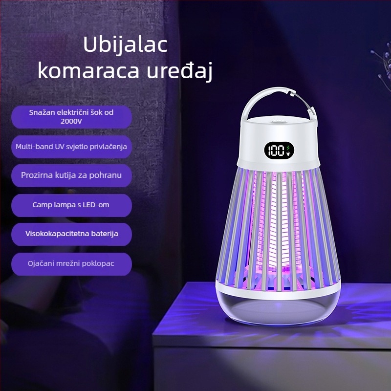 2025 Lampa za ubijanje komaraca za otvoreno - kamp lampica s UV zamkom, ugrađenom baterijom i čišćenje jednim pritiskom