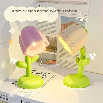 Kreativno mini noćno svjetlo s cvijetom – LED stolna dekoracija za spavaću sobu (Izvor svjetla: LEDs; Marka: Liberal arts; Materijal: Other; Podrijetlo: Other; Tip sjenila: Other)